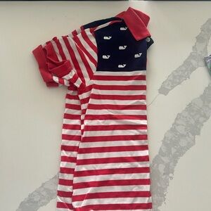 Vineyard Vines red white and blue polo- size Small Boys (8-10)